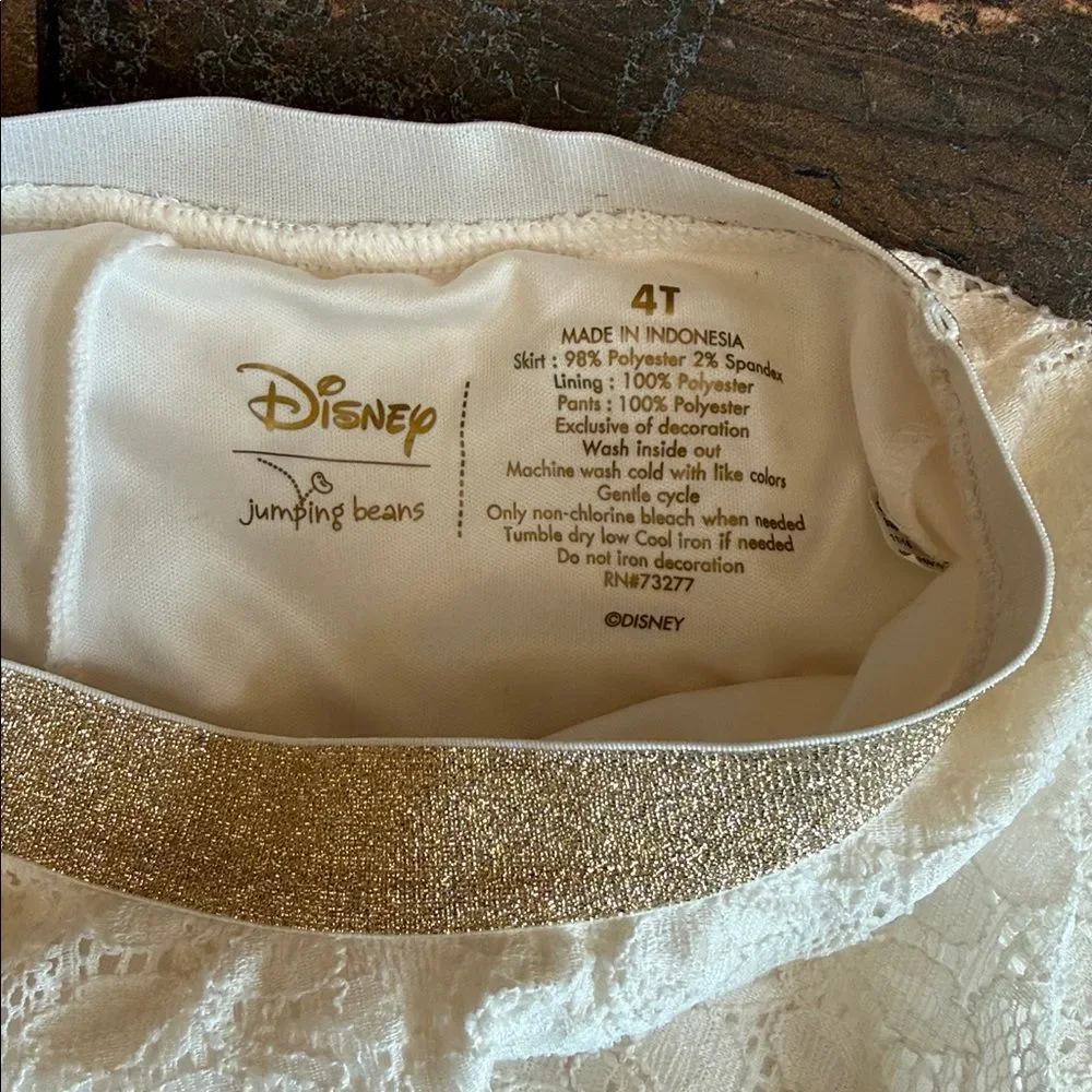 Disney White Lace Skort with Gold Elastic Waistband 4T